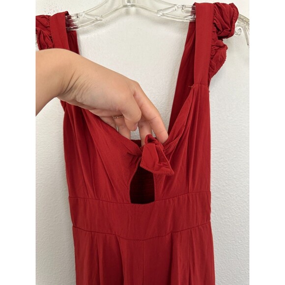 L*SPACE Pasadena Tie Front Smock Back Jumpsuit Rust Red Beach Women's Size XS - Picture 4 of 13